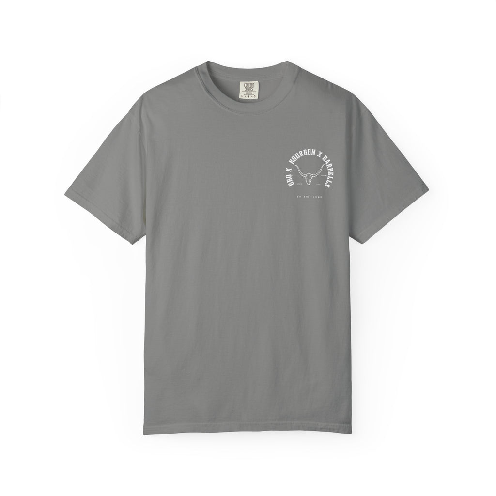 BBQ BOURBON BARBELLS Logo Tshirt Rugged Men's Graphic Tee, Gym, & Lifestyle Wear