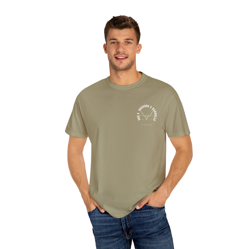 BBQ BOURBON BARBELLS Logo Tshirt Rugged Men's Graphic Tee, Gym, & Lifestyle Wear