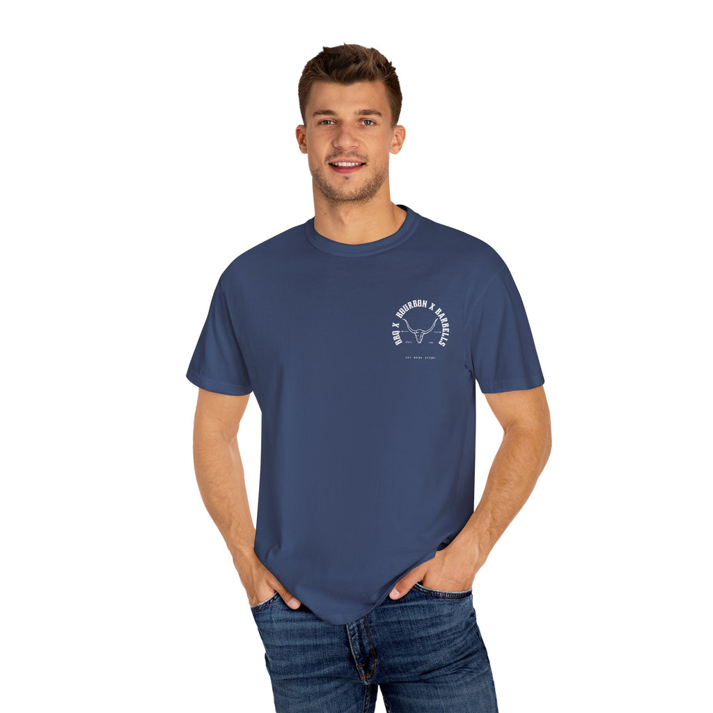 BBQ BOURBON BARBELLS Logo Tshirt Rugged Men's Graphic Tee, Gym, & Lifestyle Wear