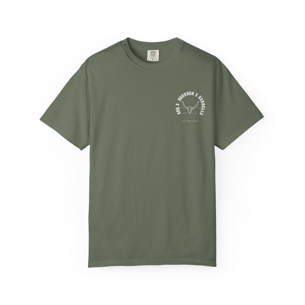 BBQ BOURBON BARBELLS Logo Tshirt Rugged Men's Graphic Tee, Gym, & Lifestyle Wear