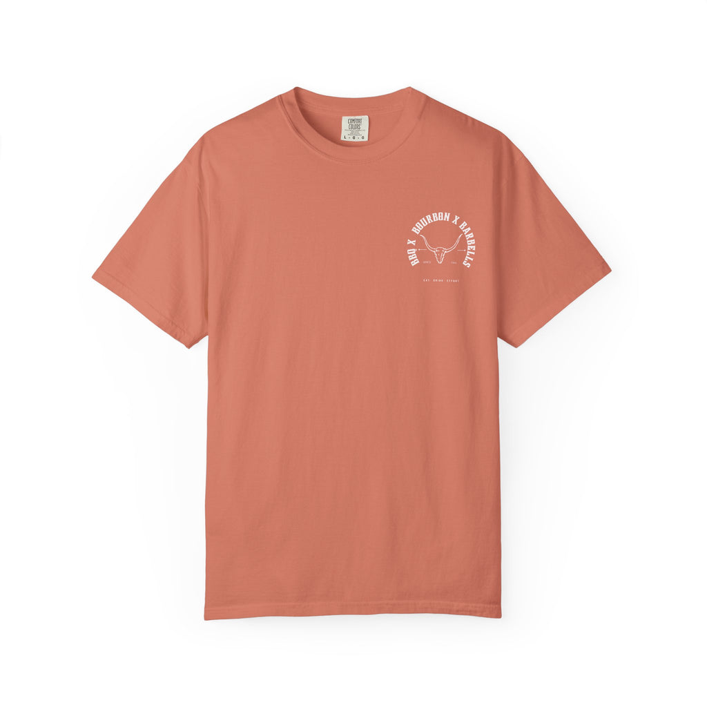 BBQ BOURBON BARBELLS Logo Tshirt Rugged Men's Graphic Tee, Gym, & Lifestyle Wear