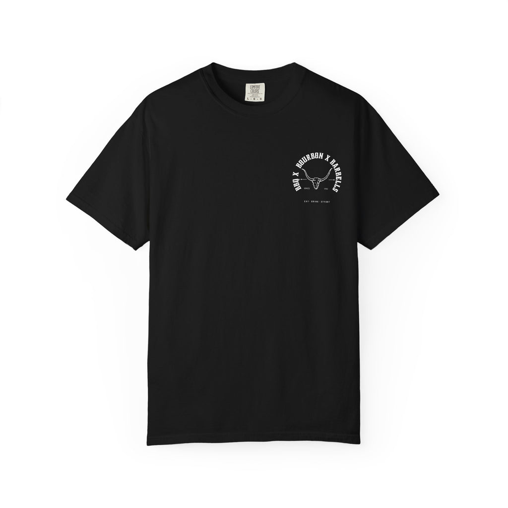 BBQ BOURBON BARBELLS Logo Tshirt Rugged Men's Graphic Tee, Gym, & Lifestyle Wear